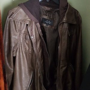 Brown leather jacket